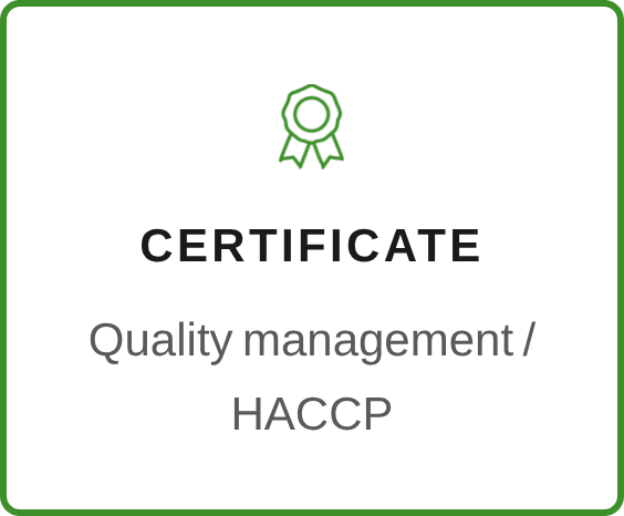 Certificate - quality management / HACCP